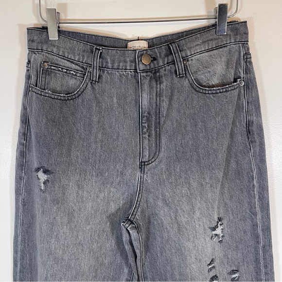 Alice & Olivia Womens Grey Distress High Rise Wide Leg Boyfriend Jeans Size 30 - Picture 4 of 14